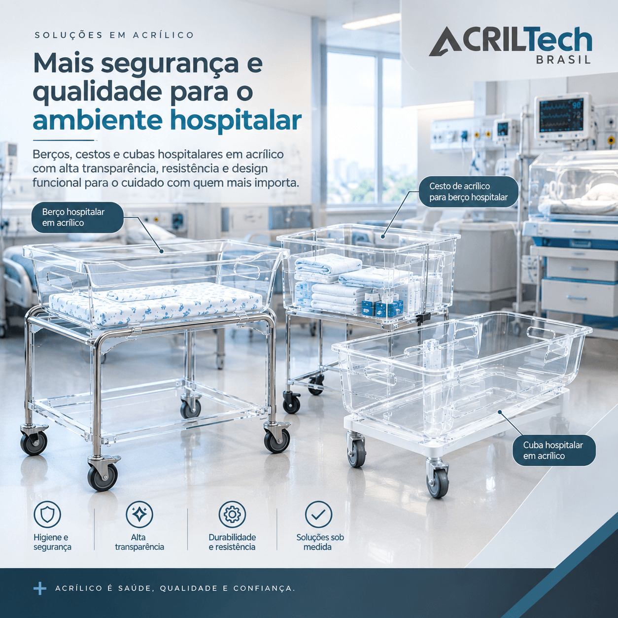 Berço Neonatal em Acrílico