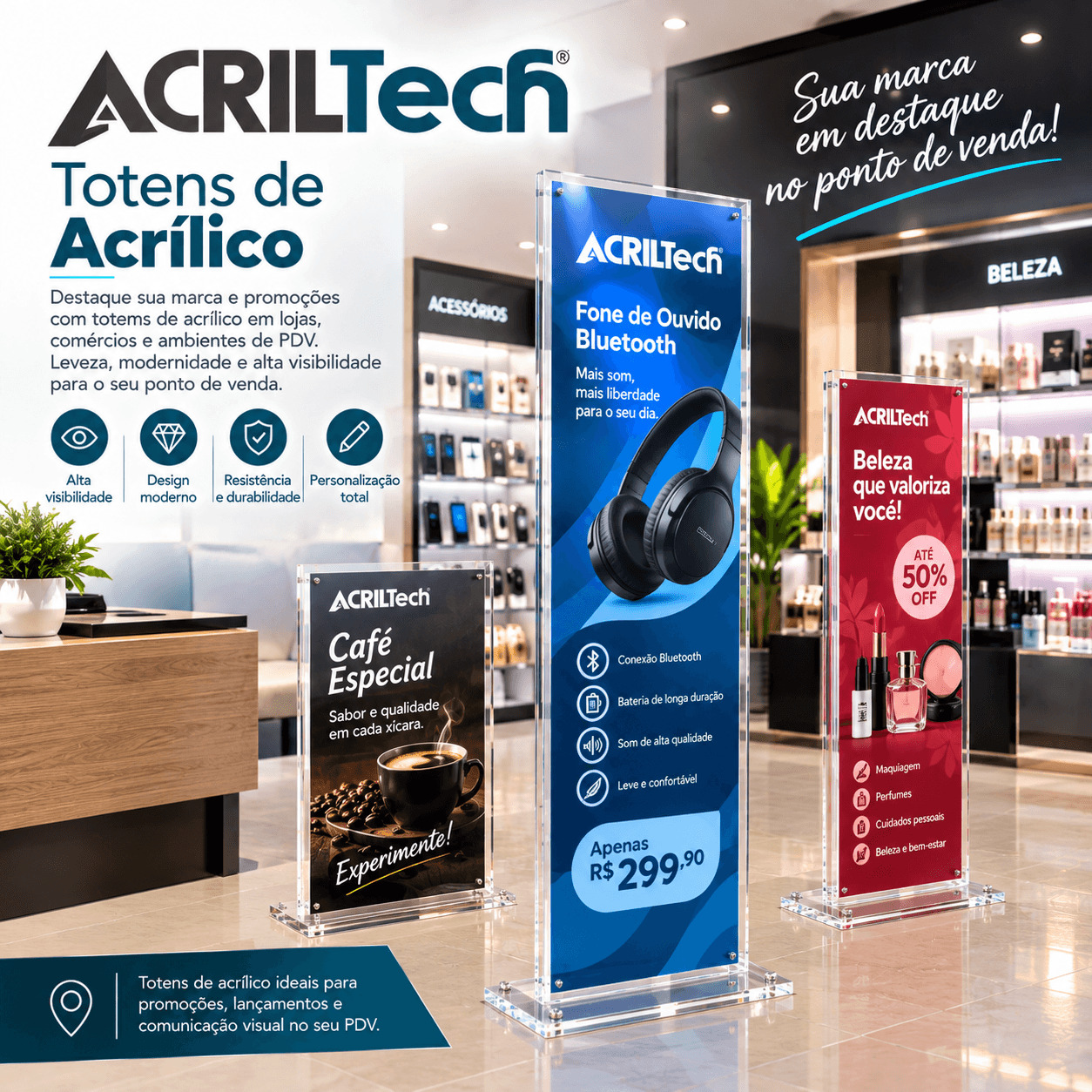 Fabricante de Totem em Acrílico