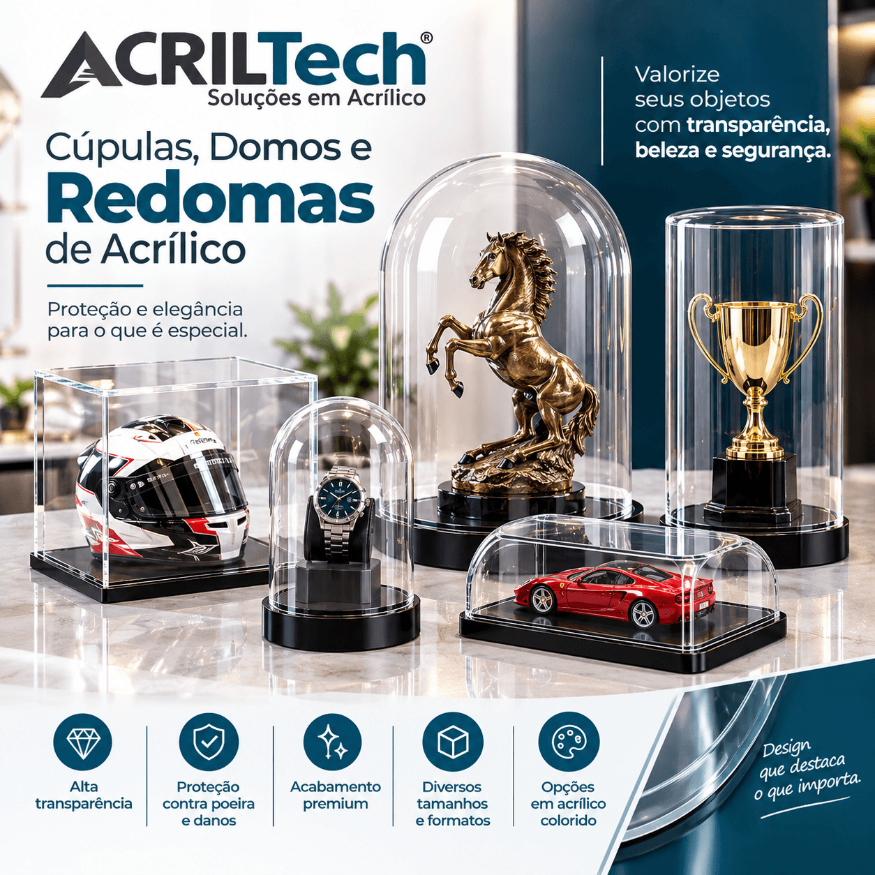 Redoma Acrílica com Base